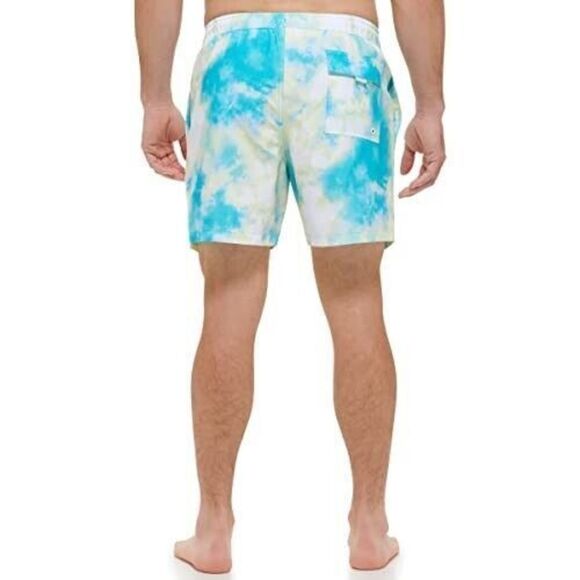 Calvin Klein Men Sz L Light Blue Wash Standard UV Protected Print Swim Trunk - Picture 7 of 7